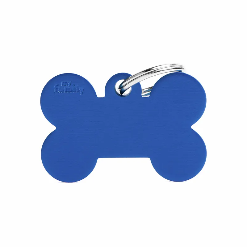 Echt MY FAMILY Basic Big Bone Aluminum Tag blau Hundemarke
